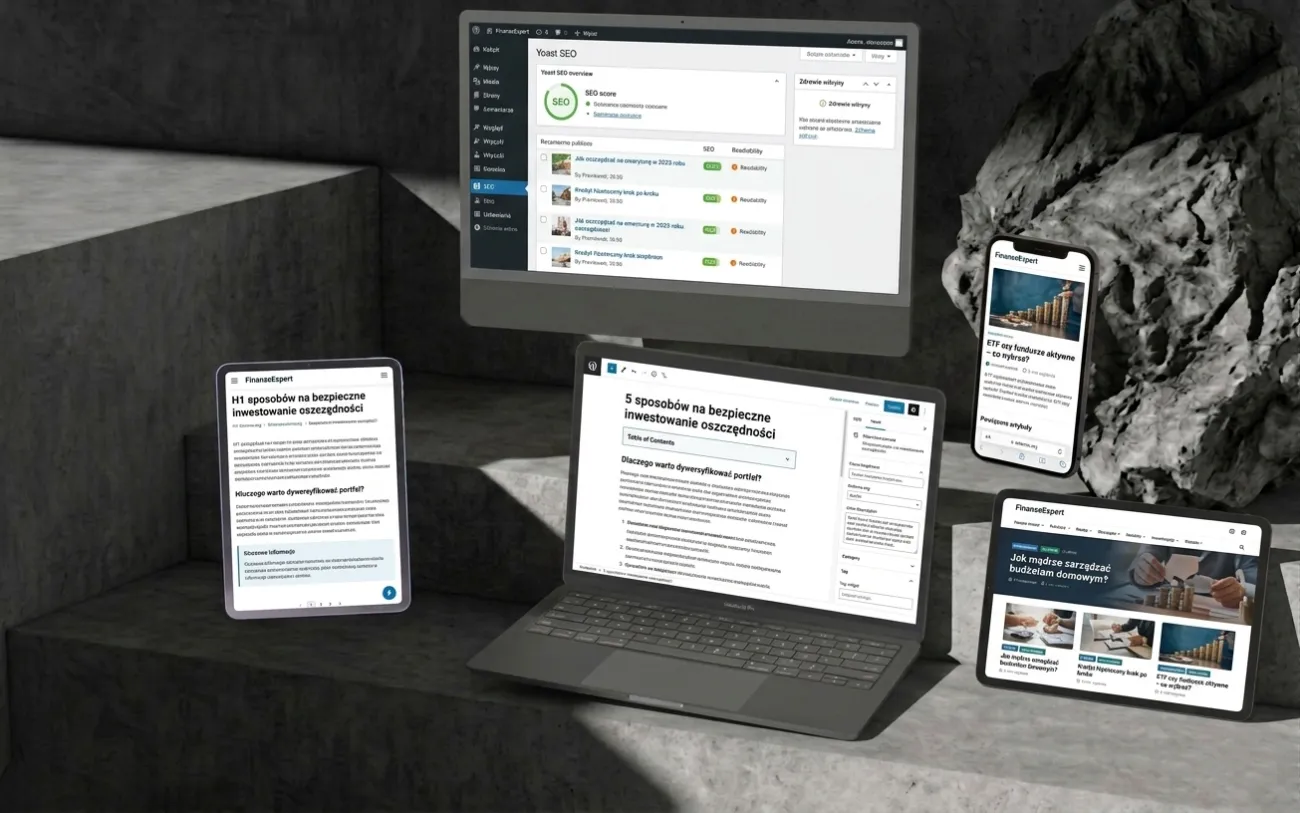 Mockup bloga eksperckiego z optymalizacją SEO
