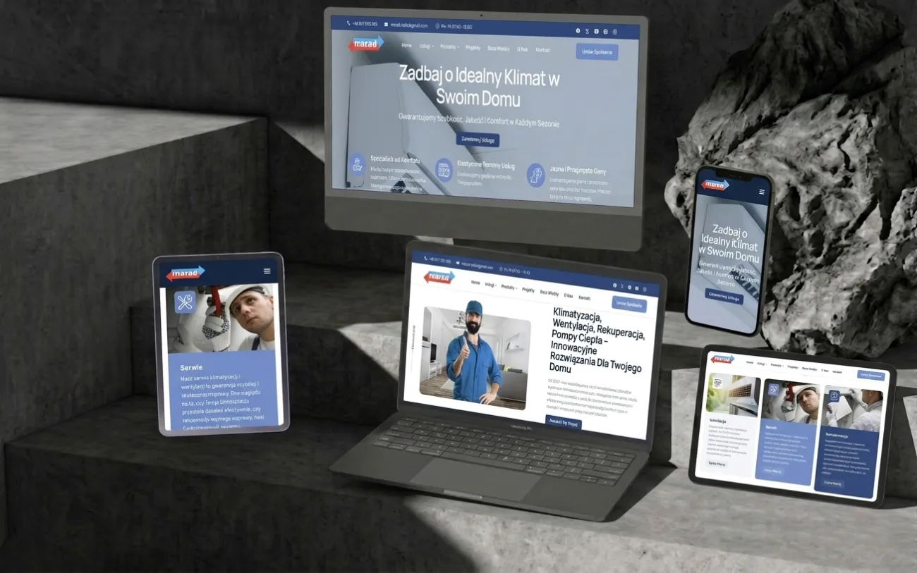 Mockup strony internetowej Marad.info - serwis HVAC