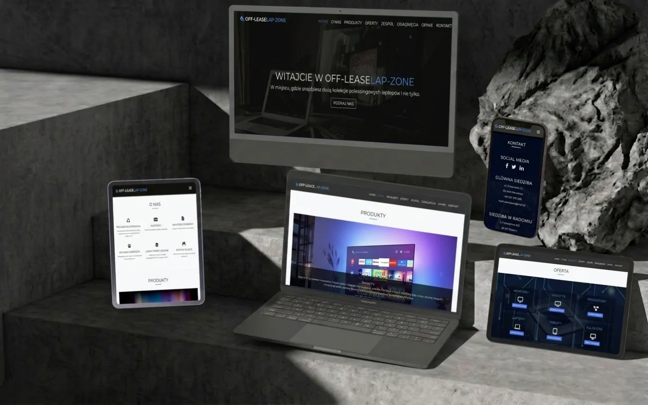 Mockup strony internetowej Off-Lease LapZone - sprzęt poleasingowy