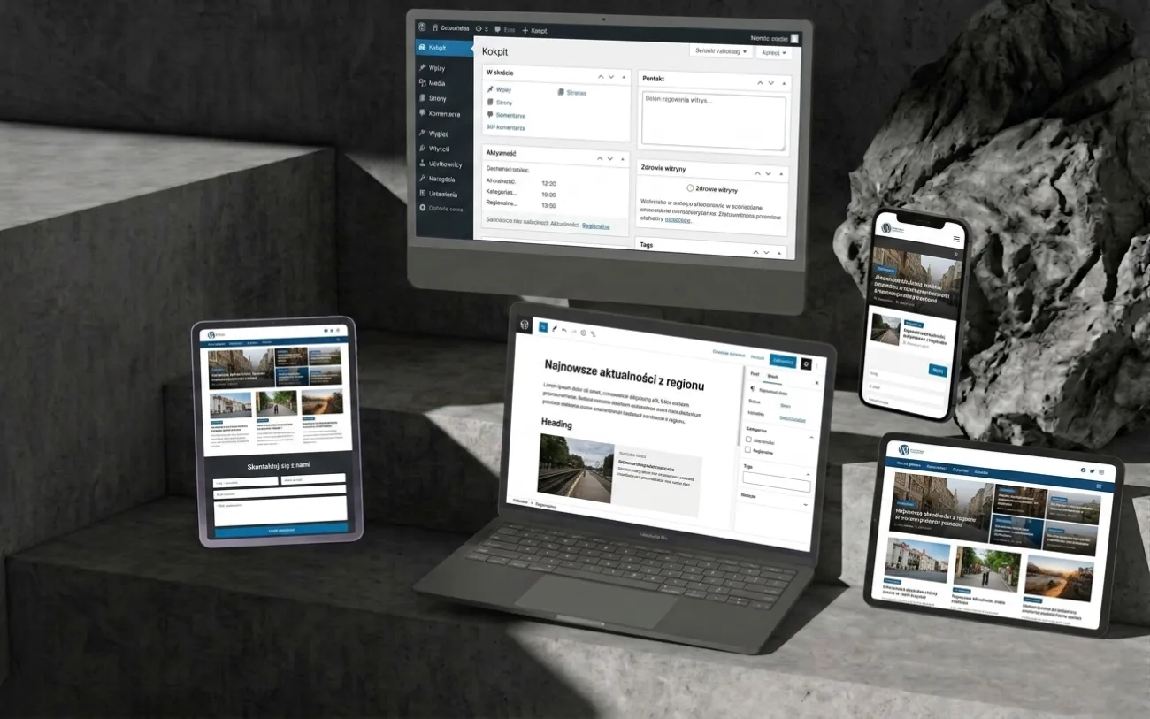 Mockup portalu internetowego z systemem CMS